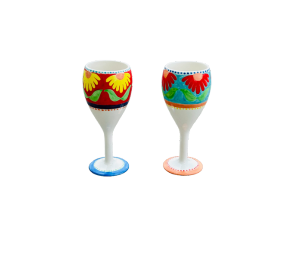 Colorado Springs Floral Wine Glass Set